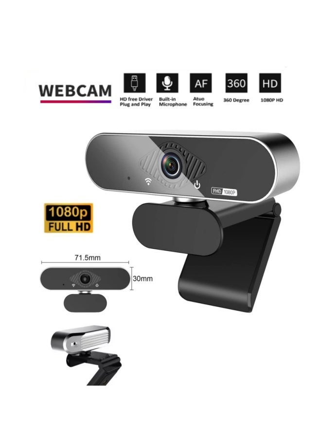 ZetRA USB Computer Webcam Built-in Microphone Web HD Digital Live Desktop Laptop Online Class Video Conferencing（1080P) - Image 1